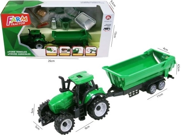 Traktor z przyczepą i akcesoriami