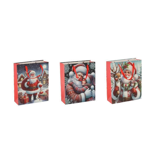 Świąteczna torebka prezentowa z Mikołajem 18 × 24 × 8 cm