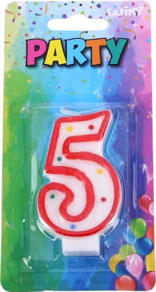 Świeczka urodzinowa cyferka 5 czerwona