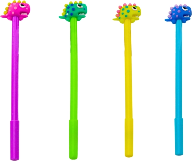 Długopis kulkowy Dinozaur ze stoperem, czarny tusz, miks fioletowy zielony 0,5 mm