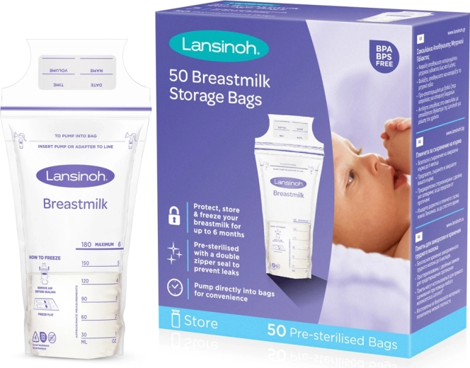 Woreczki do przechowywania mleka matki LANSINOH 180 ml, 25 szt.