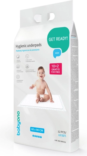Jednorazowe podkłady do przewijania BABYONO 60 × 90 cm, 12 szt.