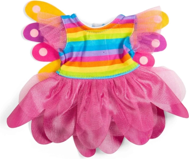 Bigjigs Toys tęczowa sukienka wróżki ze skrzydłami dla lalki 34 cm