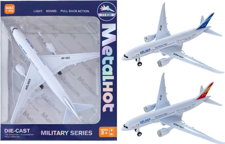 Metalowy model samolotu pasażerskiego Airliner 1:400 ze światłem i dźwiękiem