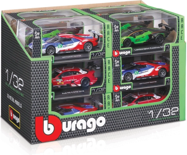 Bburago samochody wyścigowe 1:32 – mix modeli w displayu (12 szt.)