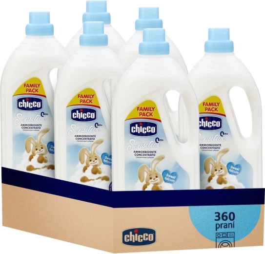 Chicco płyn do płukania tkanin Baby Sensitive Słodki puder, skoncentrowany 1,5 l (60 prań), zestaw 6×