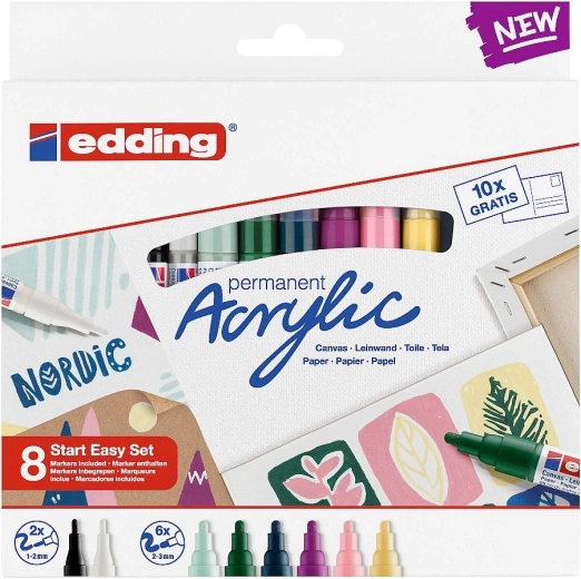 Akrylowe markery EDDING Nordic Easy Start – zestaw 8
