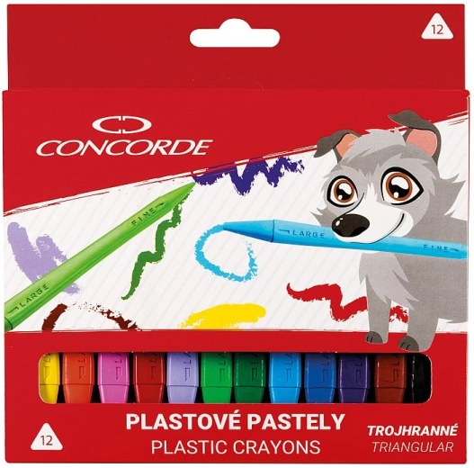 Plastikowe trójkątne pastele CONCORDE, 12 kolorów