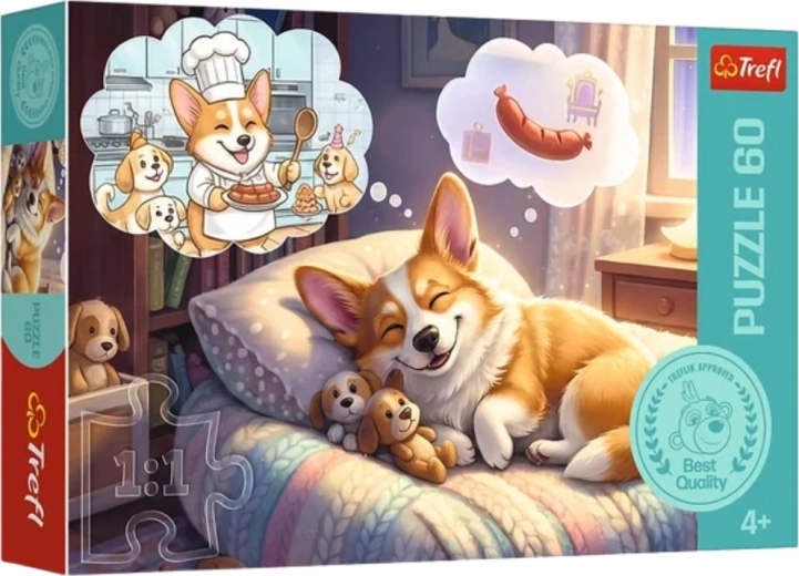 Puzzle 60 elementów – corgi w krainie snów Trefl