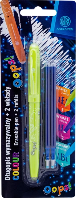 Pióro wymazywalne ASTRA OOPS! 0,6 mm z zapasowymi wkładami