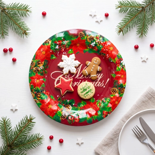 Plastikowy talerz świąteczny Merry Christmas 37,5 cm