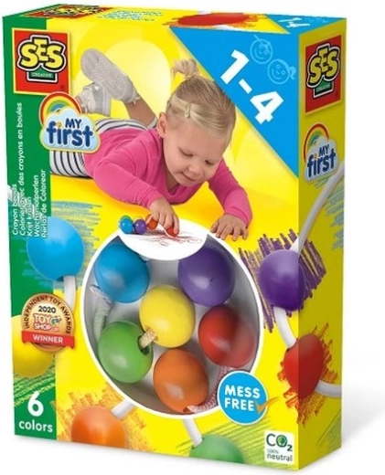 SES Creative Moje pierwsze kredki koralikowe (6 kolorów)