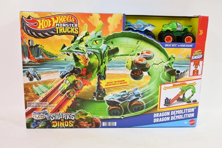 Hot Wheels Monster Trucks smoczy tor wyścigowy z 2 autami