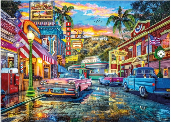 Puzzle HOLLYWOOD – retro ulica, 3000 elementów