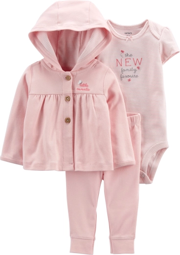 Carter’s trzyczęściowy zestaw: bluza, spodnie dresowe i body z krótkim rękawem Pink butterfly