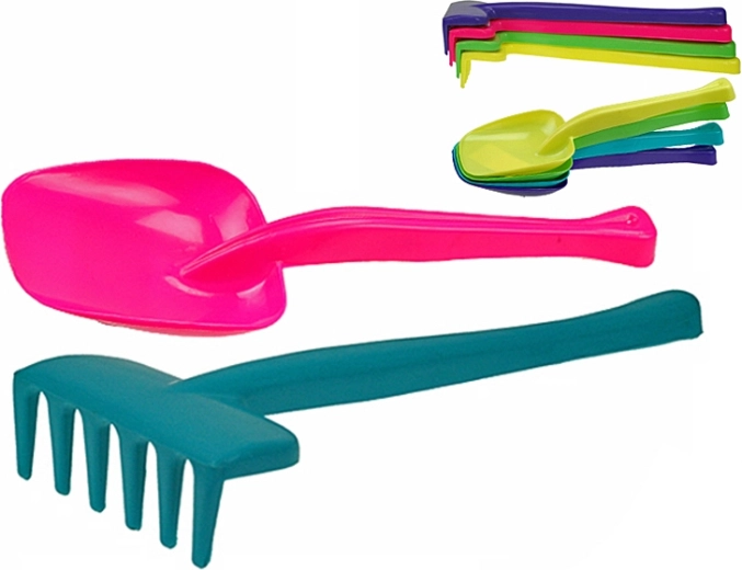 Dziecięca łopatka i grabki 30 cm – zestaw 20 szt. w pięciu kolorach
