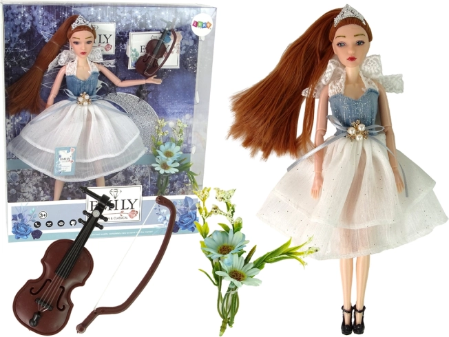 Lalka EMILY ze skrzypcami i kwiatami