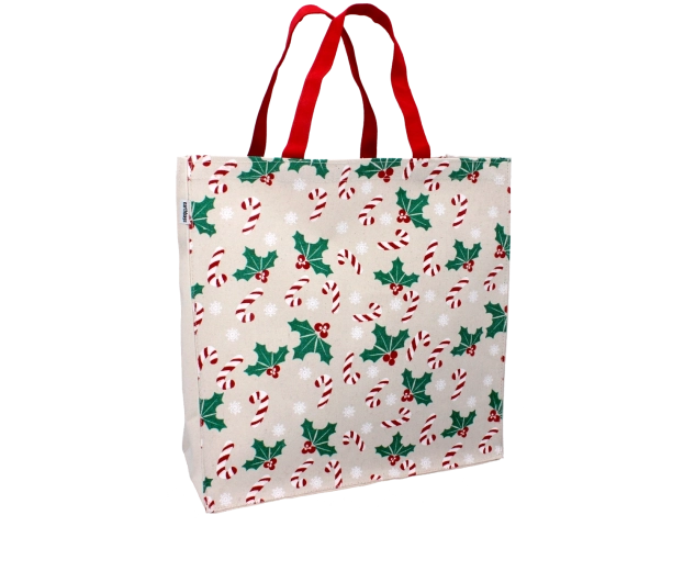 Bawełniana świąteczna torba z ostrokrzewem 35 × 35 × 10 cm
