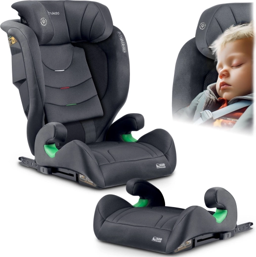 Fotelik samochodowy dla dzieci Nukido Louis Soft szary 100–150 cm ISOFIX i-Size