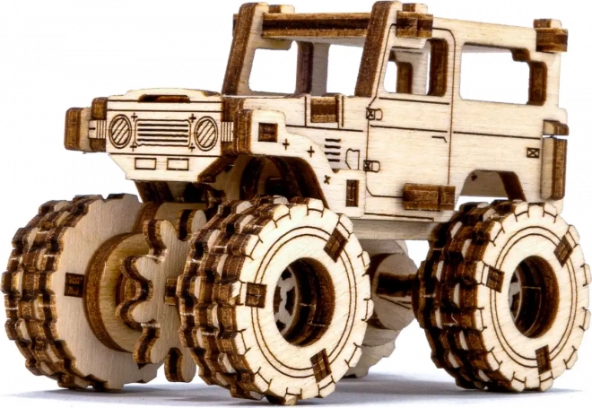 Drewniane puzzle 3D – model monster trucka inspirowany TOYOTA FJ40