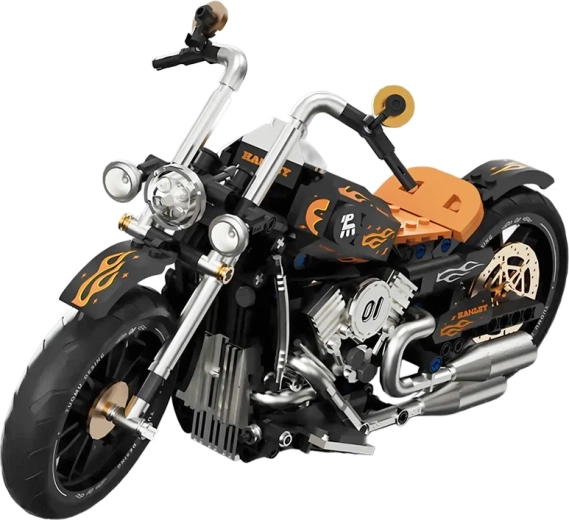 Zestaw konstrukcyjny czarnego motocykla, 455 elementów