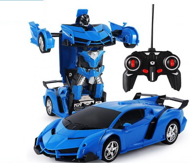Auto robot 2w1 na zdalne sterowanie z LED, dźwiękami i driftem – niebieski