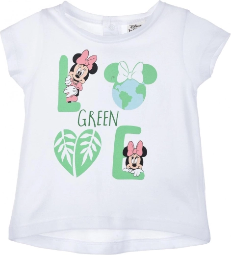 Dziecięca koszulka Minnie Mouse Green Love biała