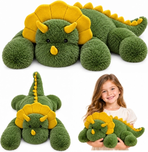 Zielony pluszowy dinozaur triceratops 60 cm