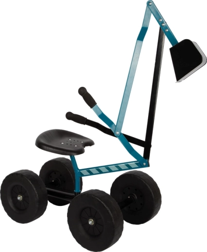 small foot dziecięca koparka na pedały z kołami, niebieska