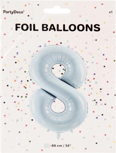 Foliowy balon cyfra 8 niebieski 86 cm