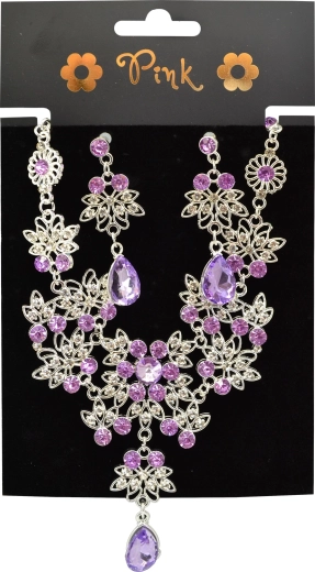 Różowy zestaw naszyjnika i kolczyków Royal Glamour