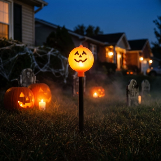 Halloweenowa lampa wbijana w kształcie dyni na baterie