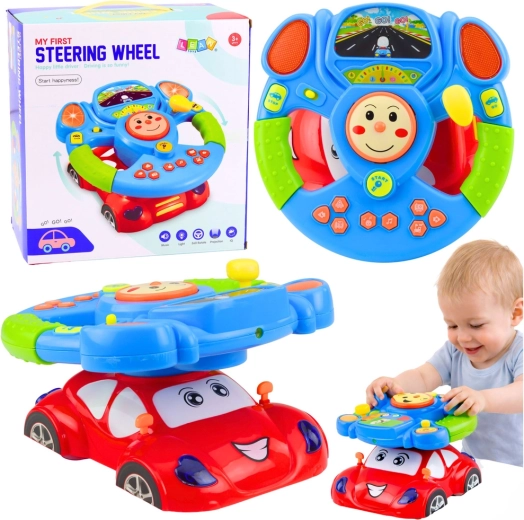 Interaktyczna edukacyjna kierownica dla dzieci z muzyką, LED i projektorem