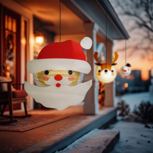 Świąteczny papierowy lampion Mikołaj 30 cm