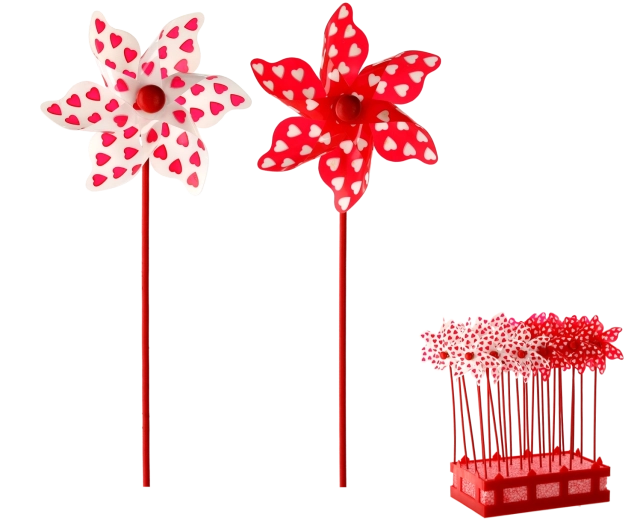 Wiatraczek z serduszkami 9 × 27,5 cm biały/czerwony