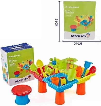 Stolik do zabawy z piaskiem i wodą, 25 elementów
