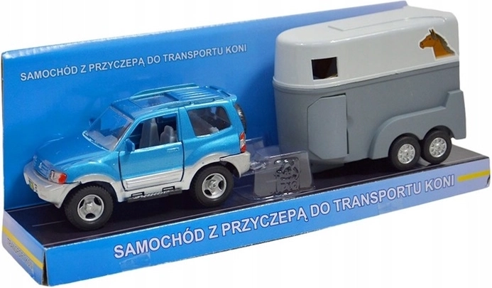 Jeep z przyczepą do przewozu koni