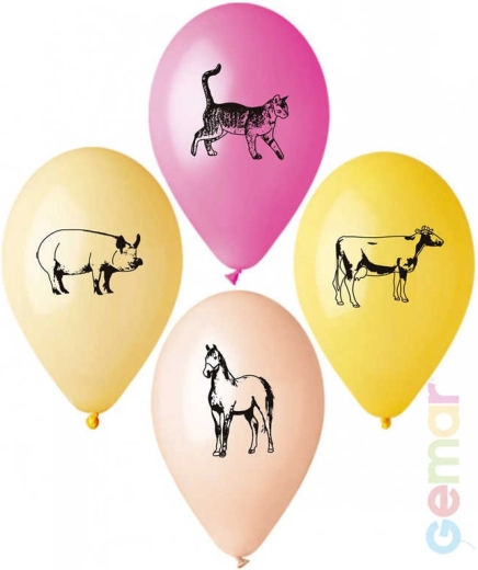 Gemar pastelowy lateksowy balon z nadrukiem farma 26 cm - 1 szt.