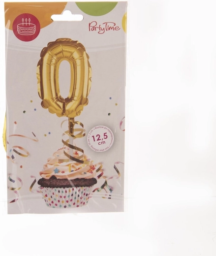 Foliowy balonik cyfra 0 złoty 12,5 cm