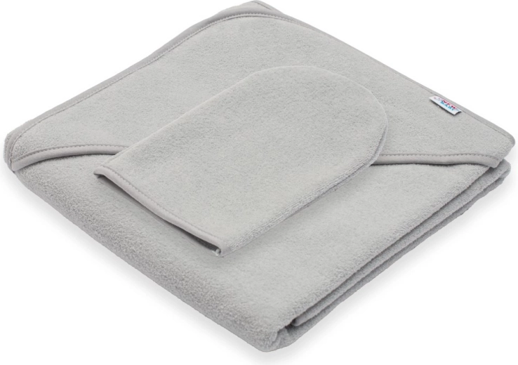 Dziecięcy ręcznik frotte z kapturem New Baby Basic 80 × 80 cm szary