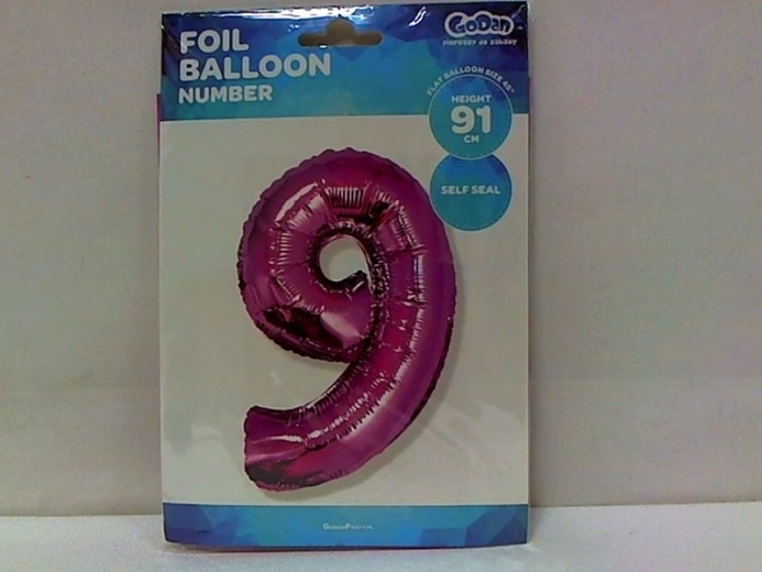 Foliowy balon cyfra 9 różowy 92 cm