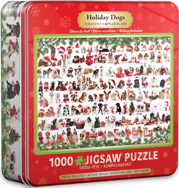Puzzle w puszce Świąteczne psy 1000 elementów EUROGRAPHICS