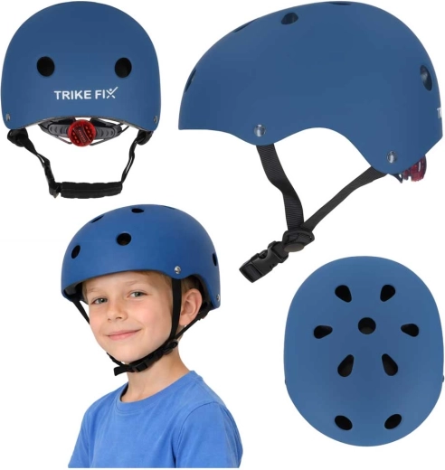 Dziecięcy kask rowerowy TRIKE FIX z LED, rozmiar S 48–54 cm, ciemnoniebieski