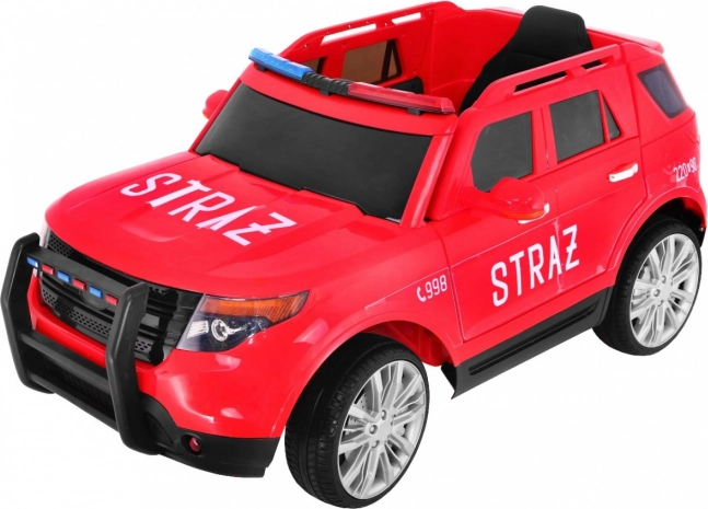 Dziecięce elektryczne SUV strażackie z lampami, syrenami i pilotem