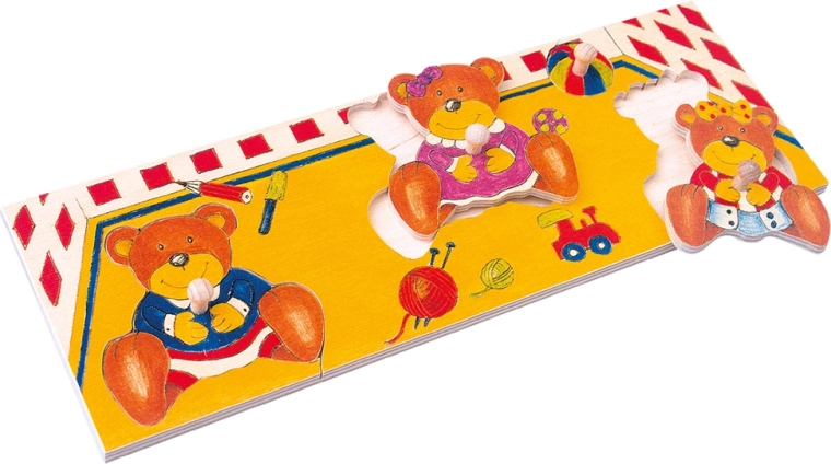 Drewniane puzzle na planszy z niedźwiedziami