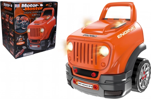 Silnik do skręcania z pilotem – auto terenowe, 61 elementów