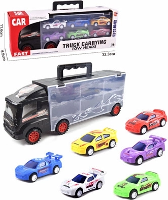 Ciężarówka z 6 autkami i wysuwaną rączką