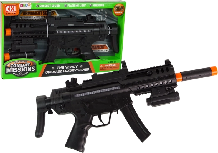 Duży karabin maszynowy z bateriami Światło Dźwięk Wibracje