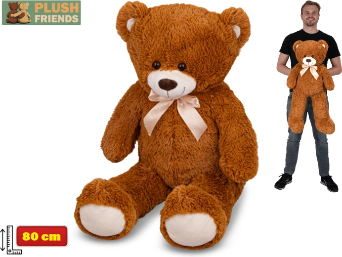 Pluszowy miś 80 cm ciemnobrązowy z kokardą Plush Friends