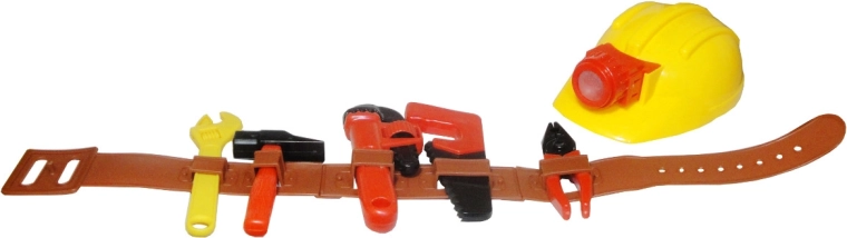 Dziecięcy pas z narzędziami i kaskiem ochronnym